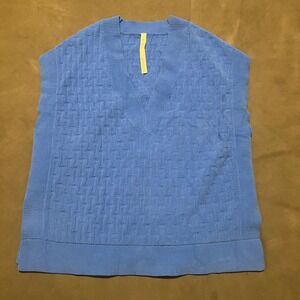 Lululemon Blue Cable Knit Relaxed Fit Sleeveless Sweater Vest Top Women's Size L